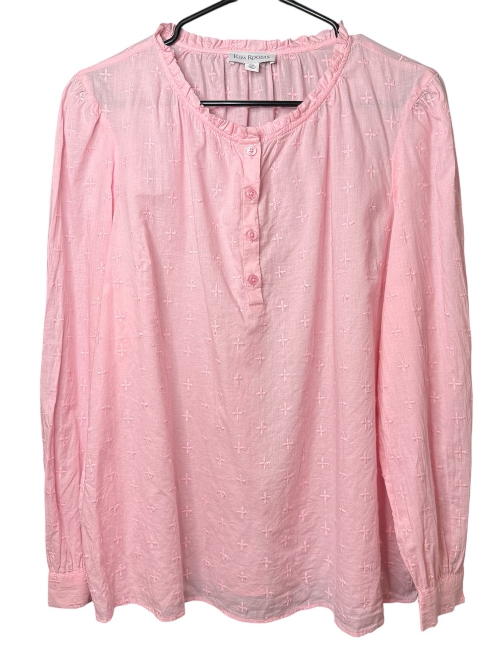 Kim Rogers Pink Lightweight Cotton Long Sleeve Blouse